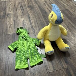 Build A Bear Parasaur Yellow Dinosaur 17 Inch 2020 BAB Plush With Outfit